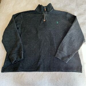 Vintage Polo Ralph Lauren Mens 1/4 Zip Cotton Sweater Shirt XL Extra Large Gray